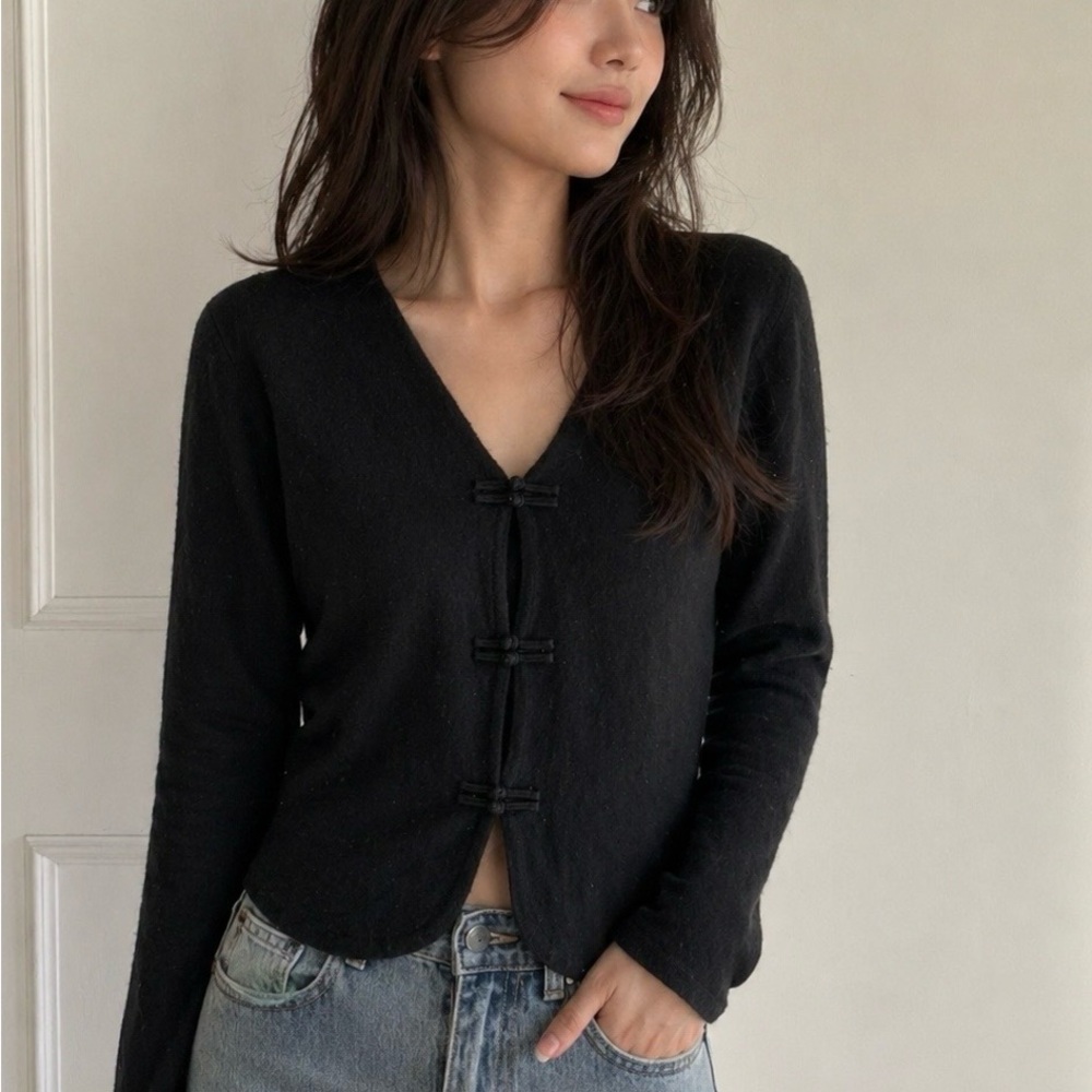Cashmere & Silk blend black cardigan - small